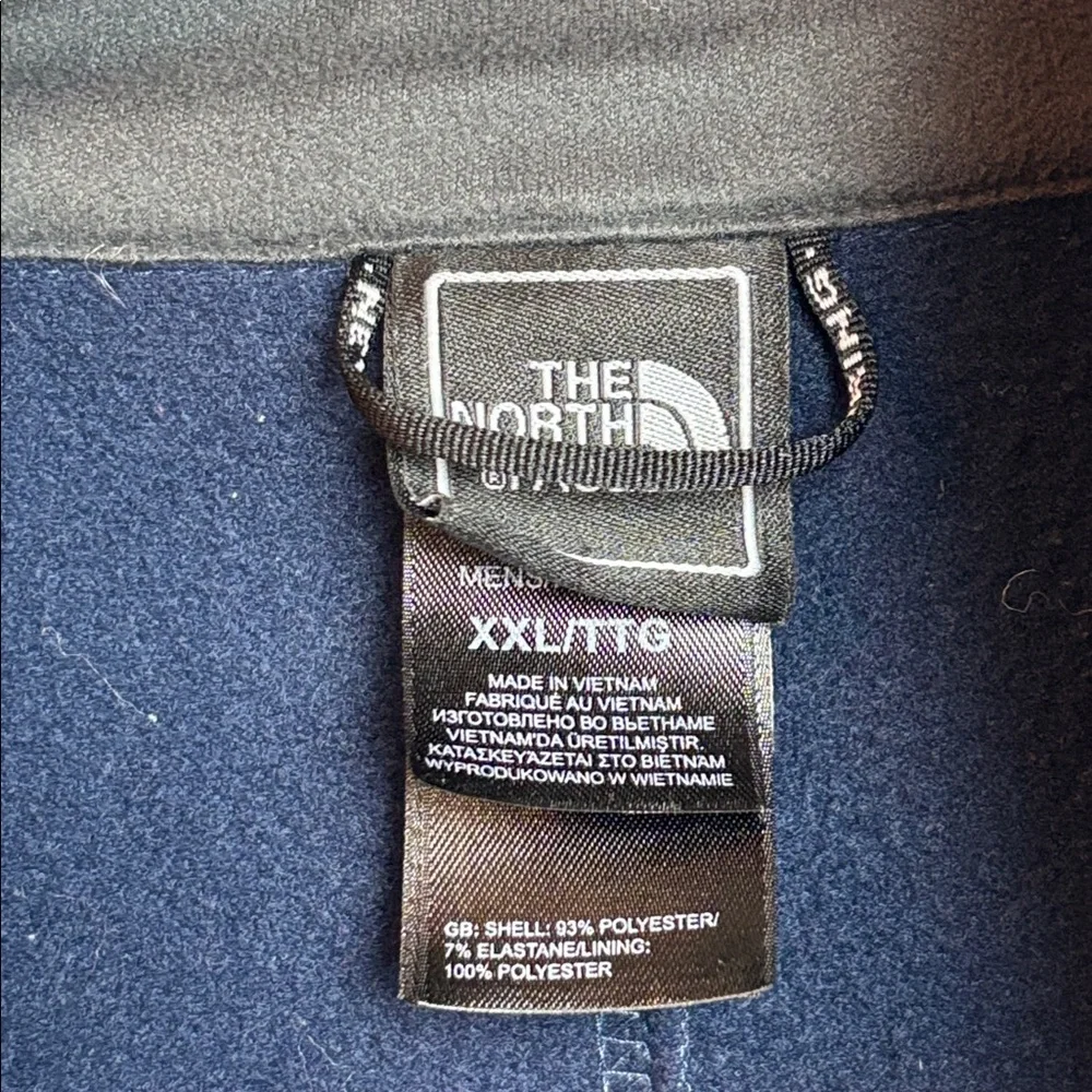 The North Face Men’s Softshell Fleece Lined Jacket Blue Color Block Full Zip XXL